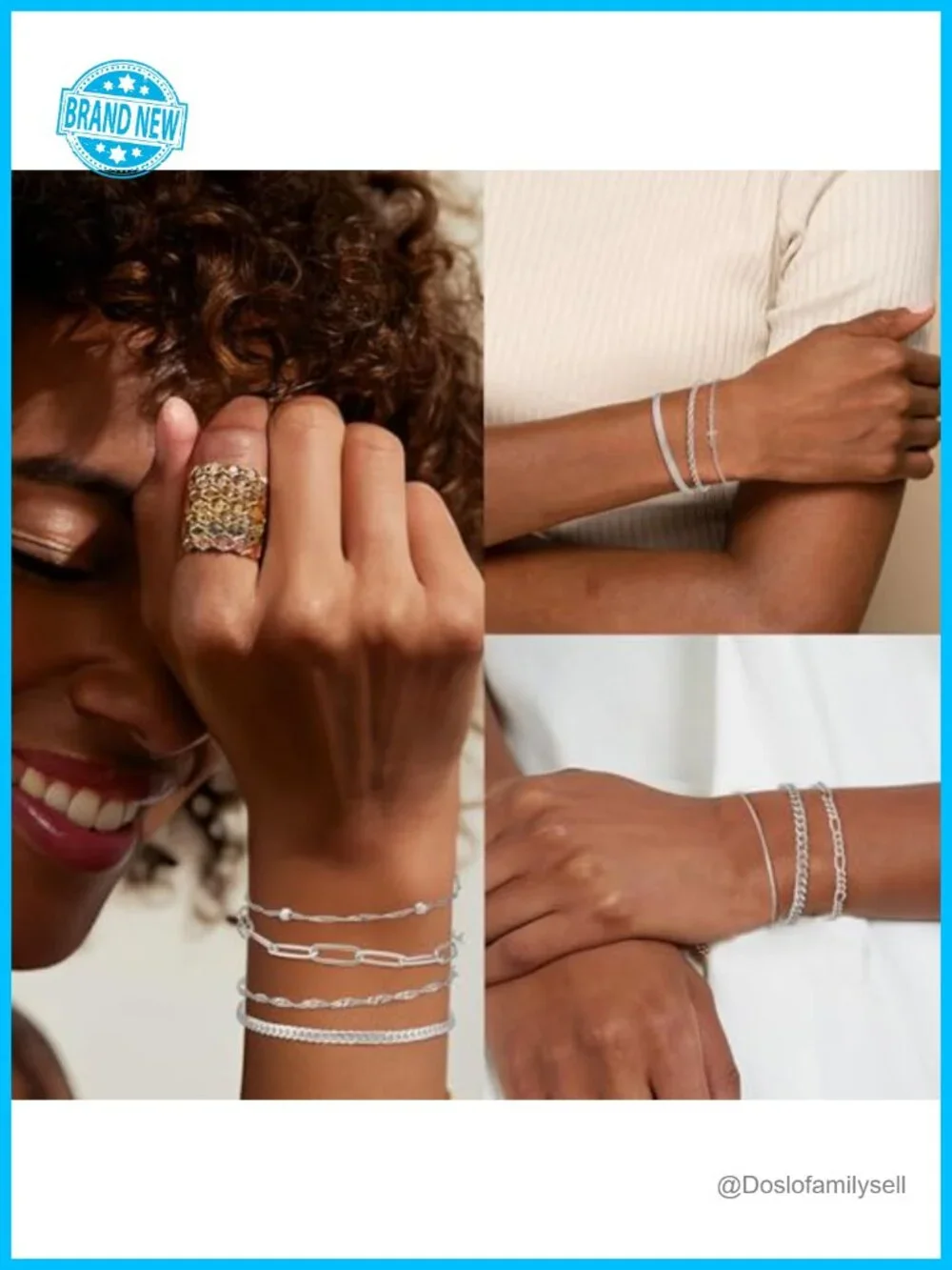 10 Pack 14K Gold Plated Stackable Bracelet Set Link Chain Adjustable Charm